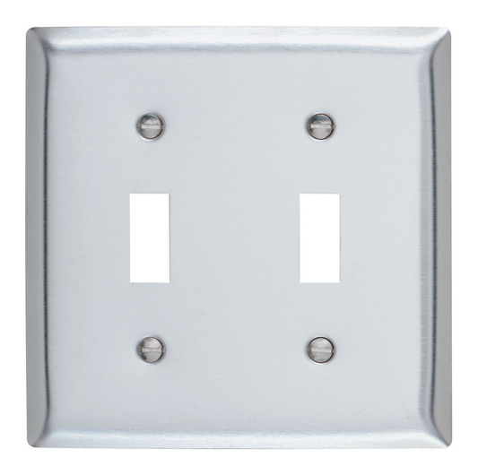2-Gang 302/304 Stainless Steel Wall Plate, Toggle Switch Openings