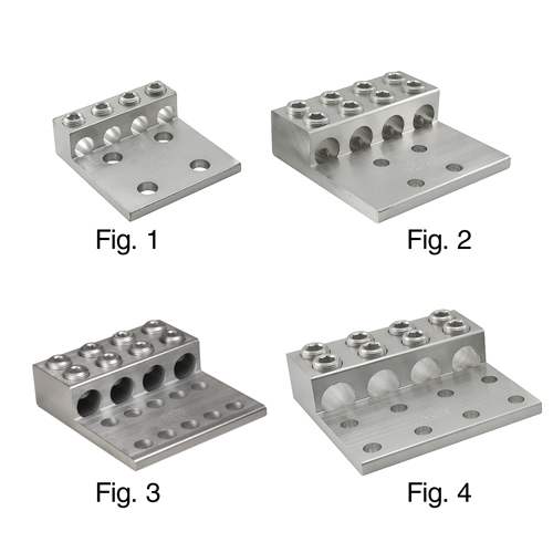 Aluminum Mechanical Lug, Conductor Range 600-2, 4 Ports, 10 Holes, 1/2in Bolt Size, 1-3/4in Hole Spacing, Tin Plated, UL, CSA
