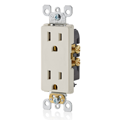 15 Amp Duplex Outlet/Receptacle, Self-Grounding, Light Almond