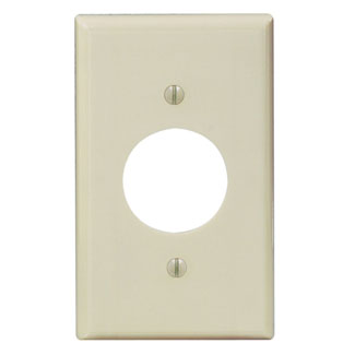 1-Gang Single 1.406 Hole Outlet/Receptacle Wallplate, Standard Size, Thermoset, Ivory
