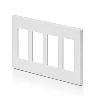 4-Gang Decora Plus Screwless Wallplate Polycarbonate, White