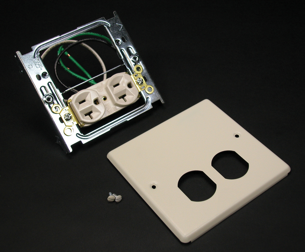 4047 Two-Gang Cover One Duplex Receptacle Installed