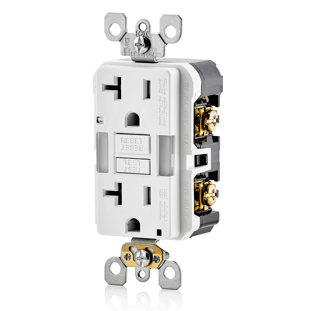 20 Amp, Self Test, Tamper-Resistant GFCI Outlet with Guidelight & LED Indicator Light