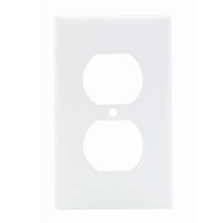 1-Gang Duplex Outlet/Receptacle Wallplate, Standard Size, Thermoplastic Nylon, White