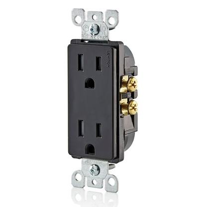 15 Amp Decora Tamper-Resistant Duplex Outlet/Receptacle, Grounding, Black