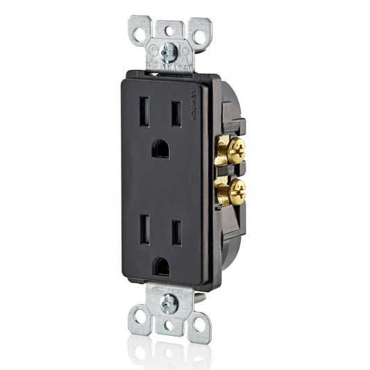 15 Amp Decora Tamper-Resistant Duplex Outlet/Receptacle, Grounding, Black