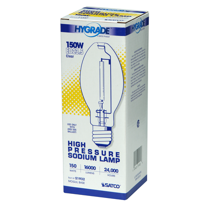 150 Watt; High Pressure Sodium HID; Mogul base; ED23 1/2; Clear; 22 CRI; 2100K