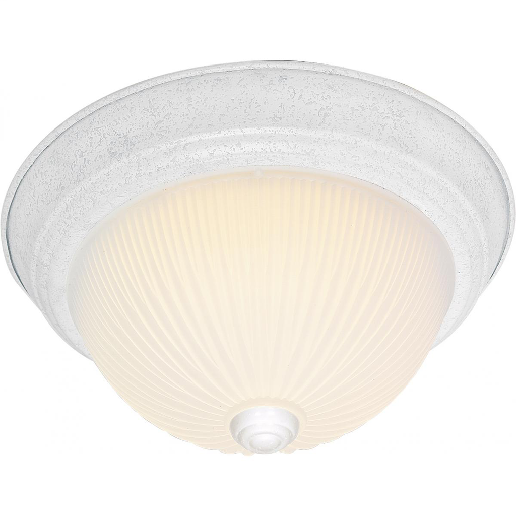 3 Light - 15" Flush with Frosted Ribbed - Textured White Finish