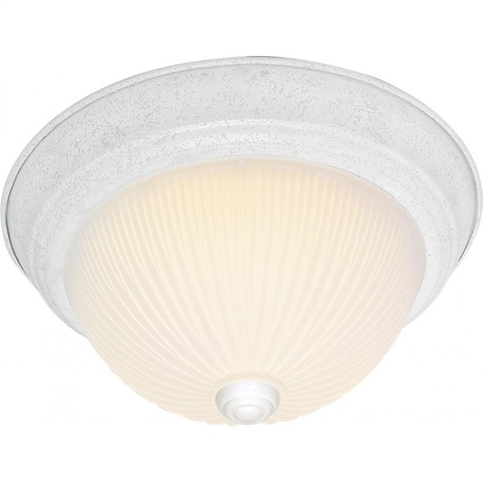 3 Light - 15" Flush with Frosted Ribbed - Textured White Finish