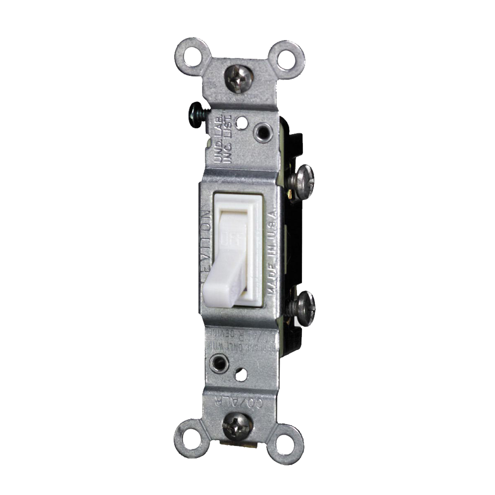 15 Amp Single-Pole Toggle CO/ALR Switch, Grounding, White