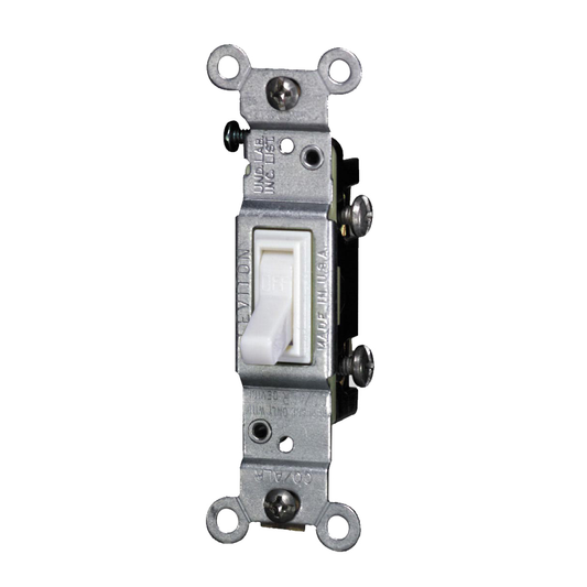 15 Amp Single-Pole Toggle CO/ALR Switch, Grounding, White