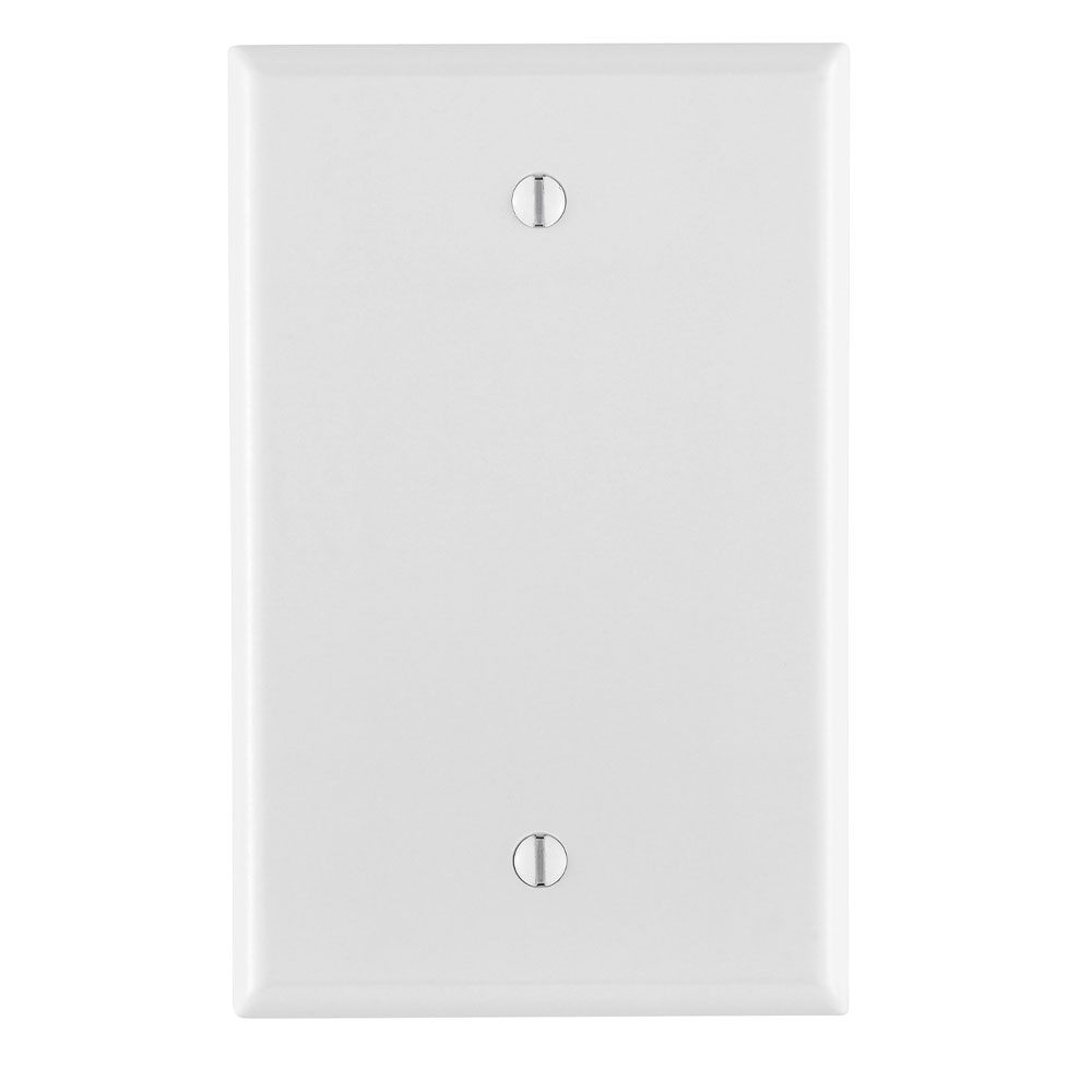 1-Gang Blank Wallplate, Midway Size, Thermoset, White