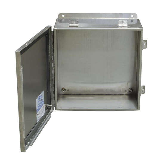 8x6x10 Hinge Cover Type 4X UL Listed 304 Stainless Steel No Knockouts No Paint Continuous Hinge Clamps And Screws Gasket In Door Mounting Feet Back Panel Weld Studs