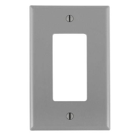 1-Gang Decora/GFCI Device Wallplate, Midway Size, Thermoplastic Nylon, Gray