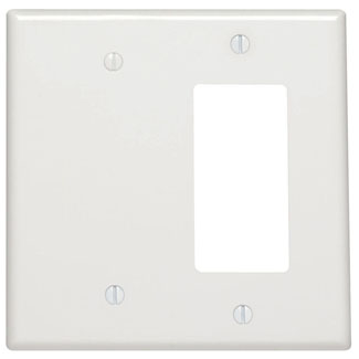 2-Gang 1-Blank 1-Decora/GFCI Combination, Midway Size, Thermoset, Ivory