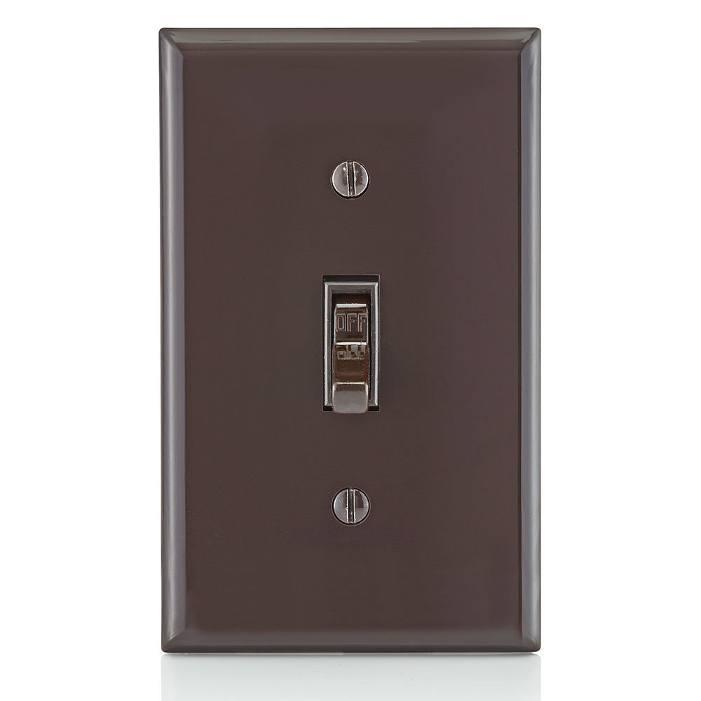 15 Amp Single-Pole Toggle Switch, Grounding, Brown
