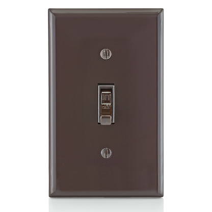 15 Amp Single-Pole Toggle Switch, Grounding, Brown
