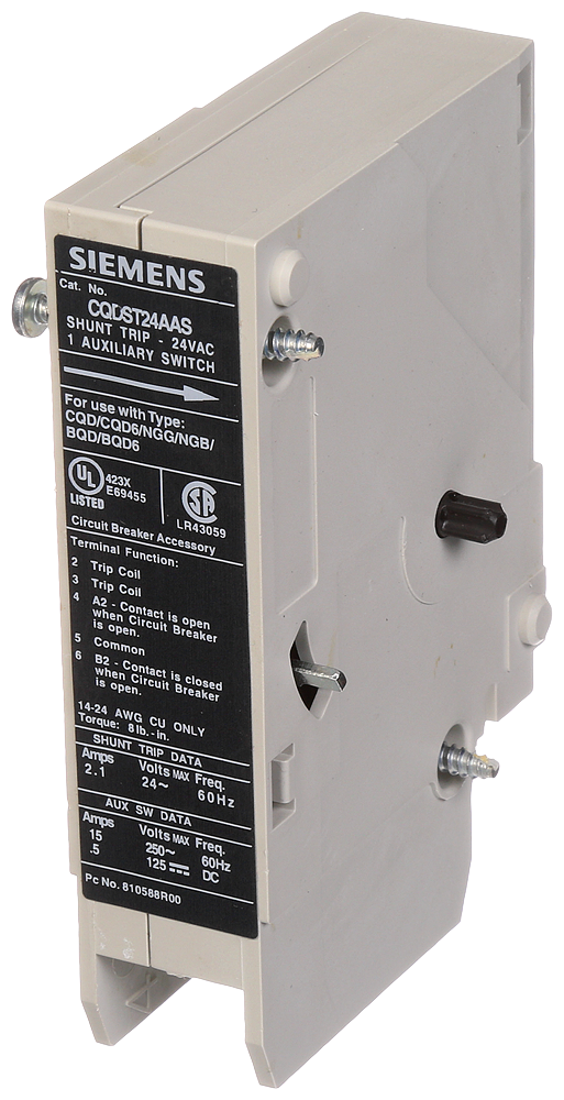 BREAKER CQD 24VAC ST/AUX SW ACC