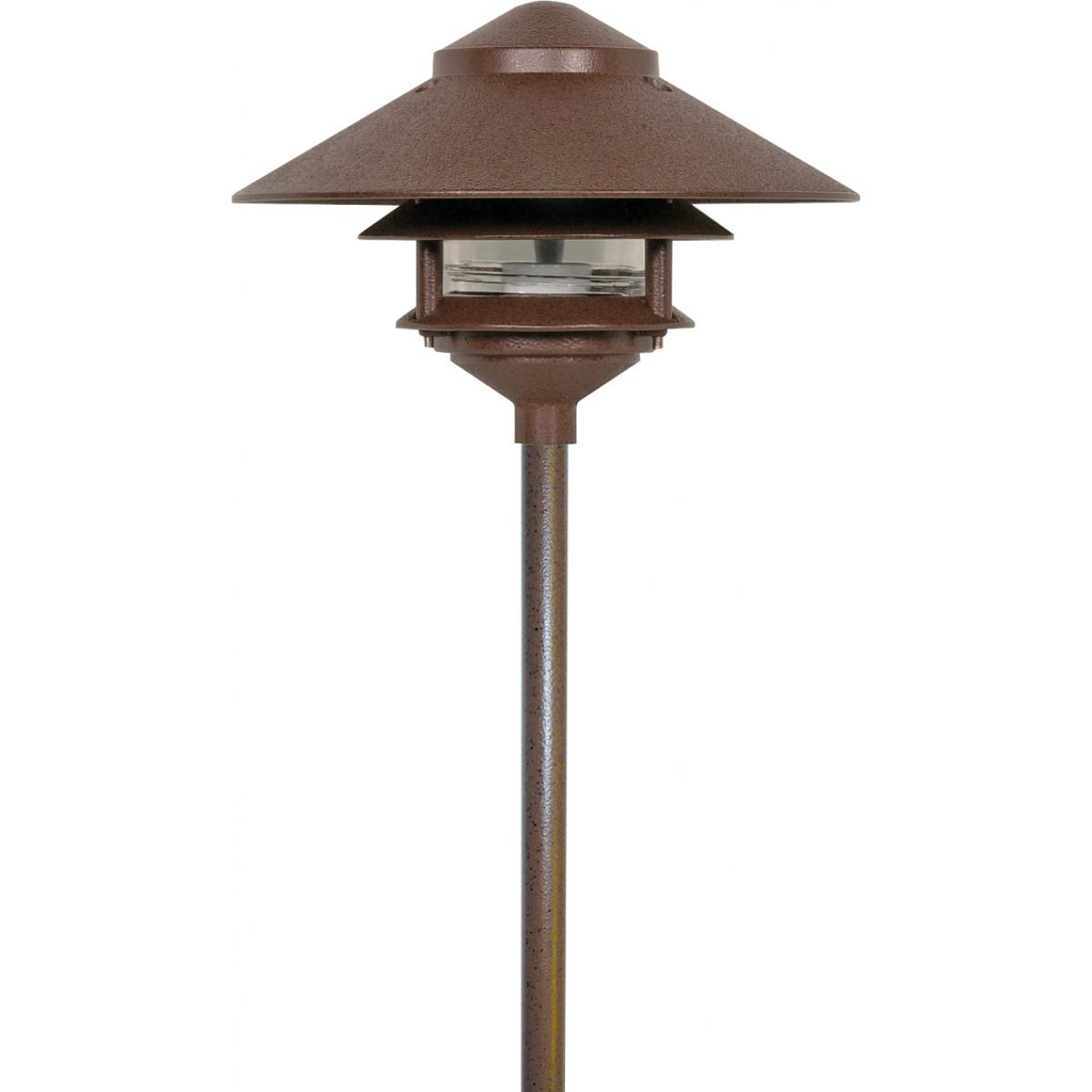 1 Light - 9" Pathway Light - Two Louver - Large Hood - Old Bronze Finish