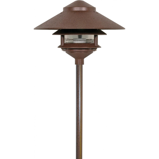 1 Light - 9" Pathway Light - Two Louver - Large Hood - Old Bronze Finish