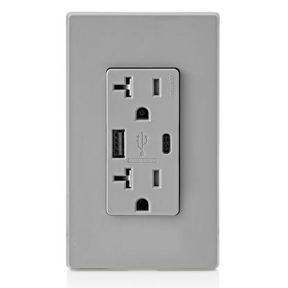 5.1A USB Type A/Type-C Wall Outlet Charger with 20A Tamper-Resistant Receptacles