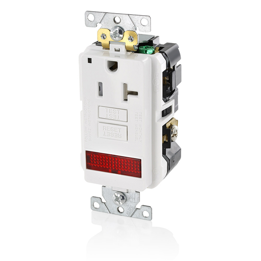 20 Amp SmartlockPro® GFCI Receptacle/Outlet with Pilot Light, Industrial Grade, Tamper-Resistant