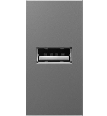 adorne® USB Outlet, Half-Size, Magnesium