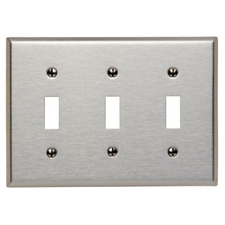3-Gang Toggle Switch Wallplate, Standard Size, Magnetic Stainless Steel