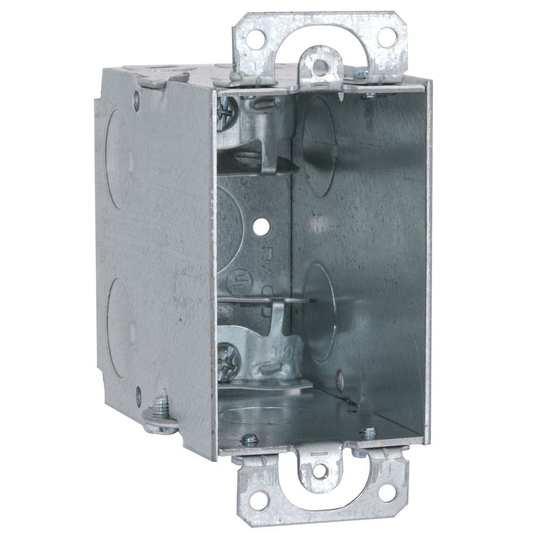 3x 2" Switch Box, Gangable, 3-1/2" Deep, Three 1/2" KO's & AC/MC/Flex Clamps, Plaster Ears