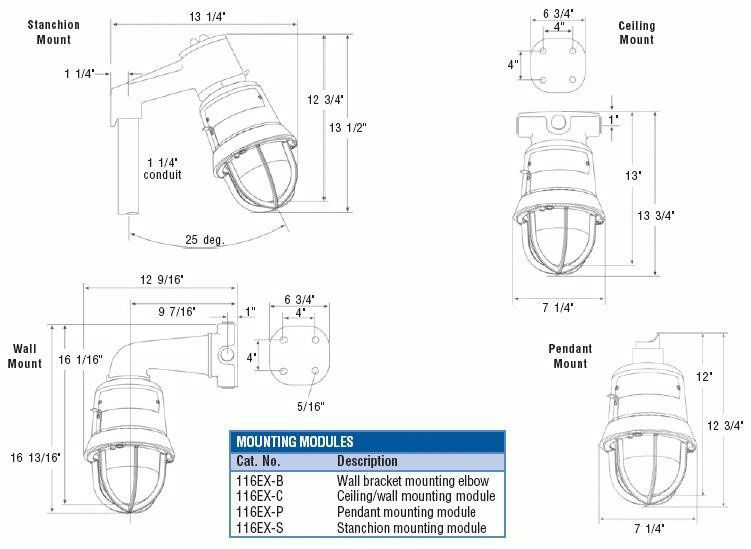 116EX-C, Flashing Light Ceiling/Wall Mounting Module