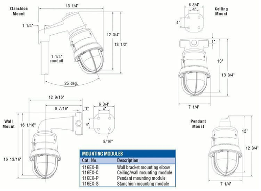 116EX-C, Flashing Light Ceiling/Wall Mounting Module
