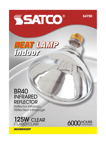 125 Watt R40 Incandescent; Clear Heat; 6000 Average rated hours; Medium base; 120 Volt