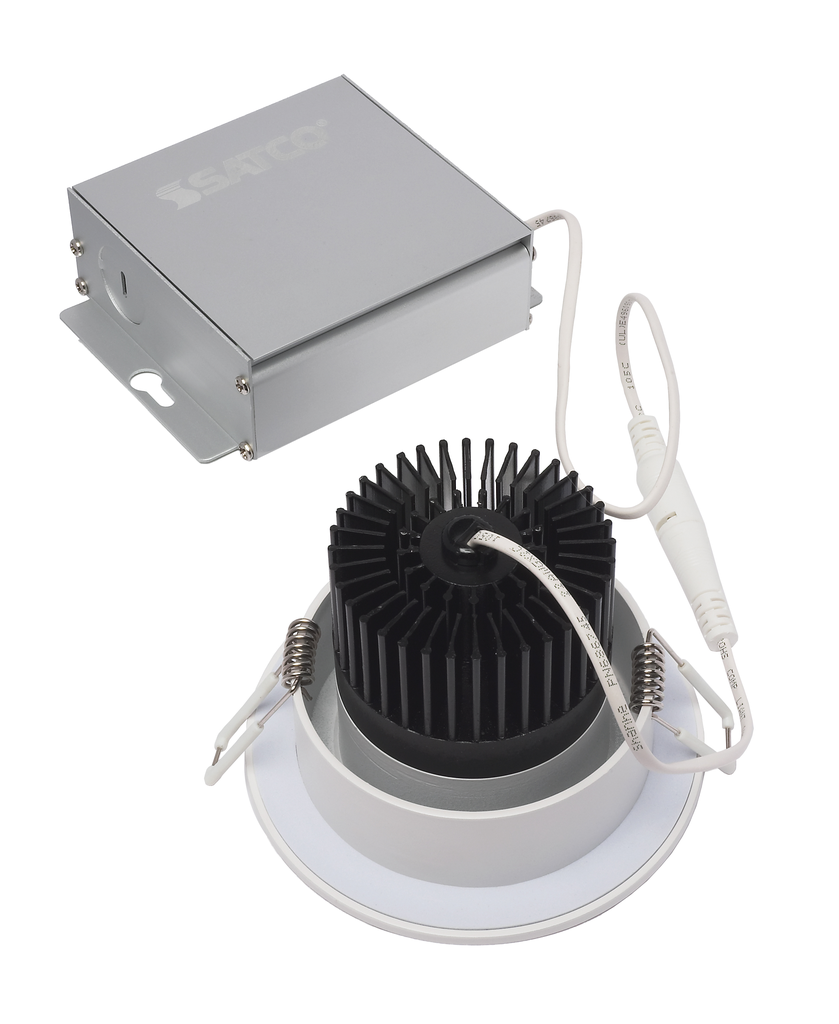 12 watt LED Direct Wire Downlight; 3.5 inch; 3000K; 120 volt; Dimmable; Round; Remote Driver; White
