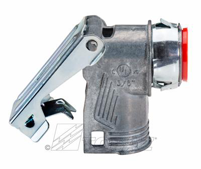 3/8" 90° Double Snap Lock BX Connector