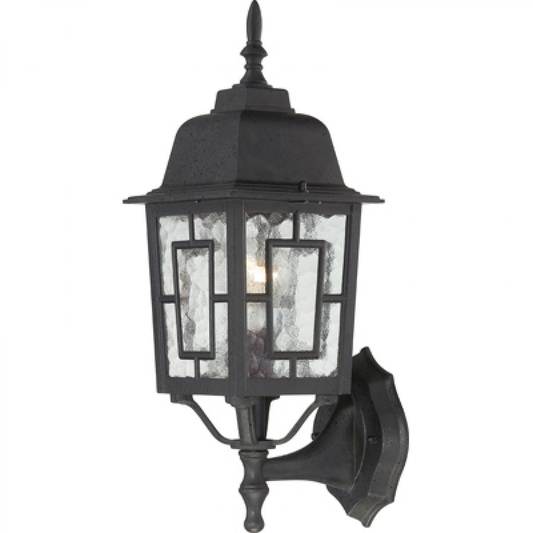 Banyan - 1 Light 17" Wall Lantern with Clear Water Glass - Textured Black Finish