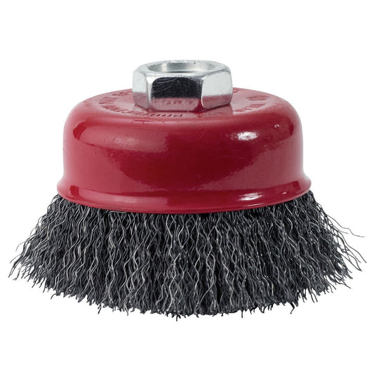 4" CRIMPED CUP CARBON STEEL WIRE BRUSH