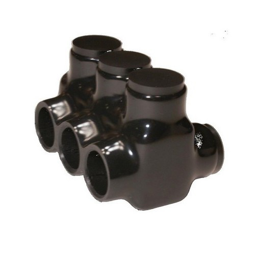 Black Insulated Multi-Cable Connector - Dual Entry 3 Ports 4 - 14