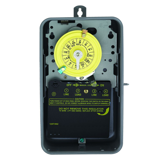 24-Hour Mechanical Time Switch, 208-277 VAC, 60Hz, SPST, Indoor/Outdoor Metal Enclosure, 1 Hour Interval