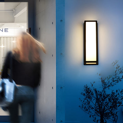 [Open-Box] Warm White Rectangle LED Waterproof Motion Sensor Black Modern Wall Sconce Lighting