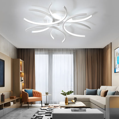[Open-Box]Simple Semi-Circle Lines Flower LED Dimmable Modern Ceiling Light Fixture