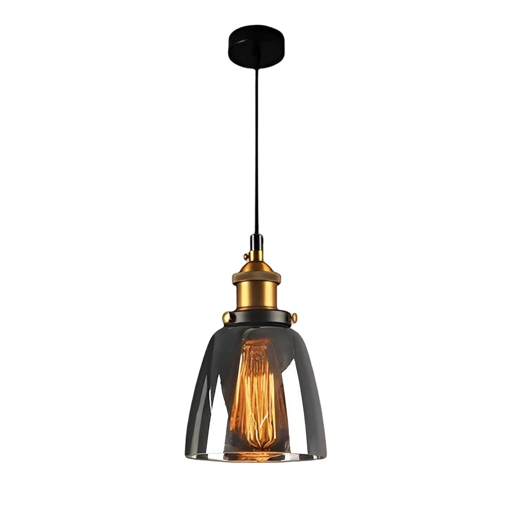 [Open-Box]Retro Creative Glass Electroplated Smoke Gray Industrial Pendant Lamp