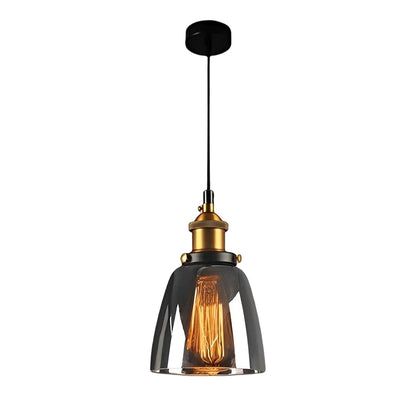 [Open-Box]Retro Creative Glass Electroplated Smoke Gray Industrial Pendant Lamp