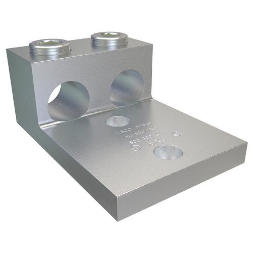 Aluminum Mechanical Lug, Conductor Range 800-300, 2 Ports, 2 Holes, 1/2in Bolt Size, 1-3/4in Hole Spacing, Tin Plated, UL, CSA
