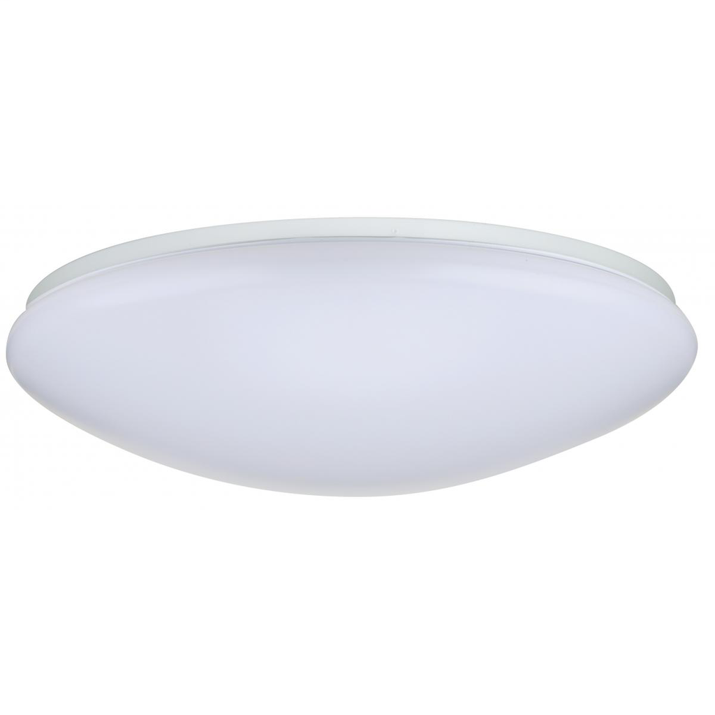 19"- LED Flush with White Acrylic Lens - White Finish - with Occupancy Sensor - 120V
