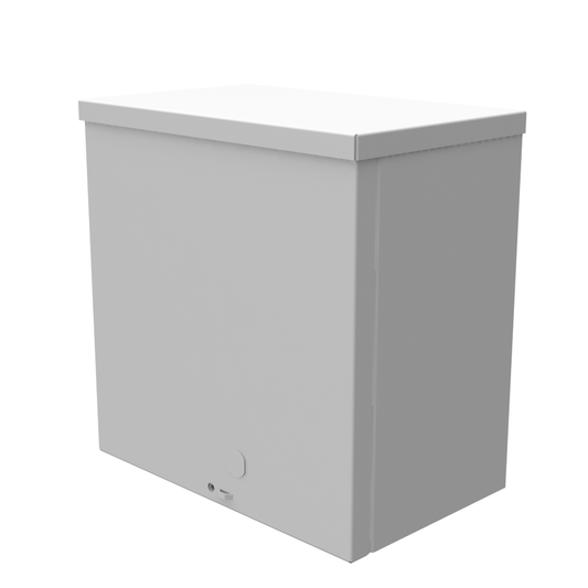 10x6x10 Screw Cover Type 3R UL Listed Steel No Knockouts ANSI 61 Gray Quad D Knockout For Lock Emboss Mounting Holes In Back