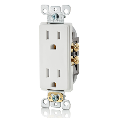 15 Amp Decora Tamper-Resistant Duplex Outlet/Receptacle, Self-Grounding, White