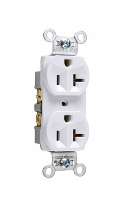 20A 125V Commercial Spec-Grade Duplex Receptacle, Side Wire, White