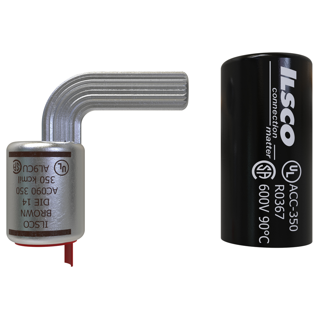 Aluminum Compression Pigtail Adaptor 90 Degree Bend, Conductor Size 350, Tin Plated, UL, CSA