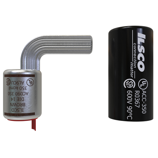 Aluminum Compression Pigtail Adaptor 90 Degree Bend, Conductor Size 350, Tin Plated, UL, CSA
