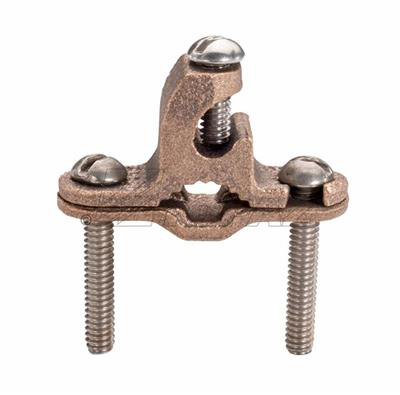 1/2" - 1" Bronze - Lay-In Lug Style Combination Ground Clamps for Bare Wire